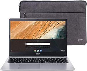 Acer Chromebook 315 15.6" HD Intel N4000 4GB RAM 32GB eMMC Webcam BT Chrome OS + Protective Sleeve, Silver (NX.HKBAA.002)