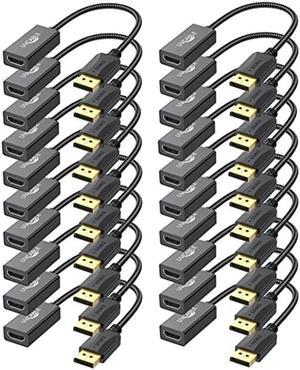 DisplayPort to HDMI Adapter, 20-Pack, Display Port DP to HDMI Adapter Cable Male to Female Compatible with Computer, Monitor, TV, Projector (20, Black)