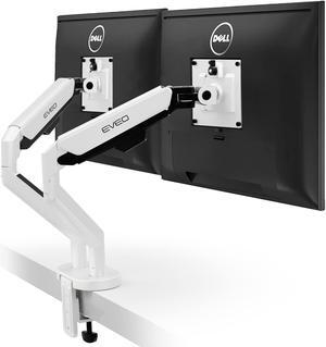 EVEO Premium Dual Monitor Stand 10-32" Dual Monitor Mount Vesa Bracket Adjustable Height Gas Spring Monitor Stand for Screen Full Motion Dual Monitor Arm-Computer Monitor Stand for 2 Screens - White