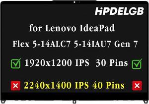 HPDELGB Screen for Lenovo IdeaPad Flex 5-14ALC7 5-14IAU7 Gen 7 82R9 82R7 82TA Series 14.0 inch WUXGA 1920x1200 IPS LCD Touch Screen Display Digitizer Assembly Bezel EDP 30pin not for 40pin