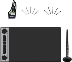 HUION Inspiroy Dial 2 Bluetooth Wireless Graphics Drawing Tablet with Dual Dials Bundle with Sketelon Glove for Digital Art, Animation and Graphics Design