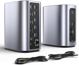 Fairikabe USB C Docking Station, 17 in 1 Triple Display, USBC Hub Multiple Adapter, 4K Laptop Docking Station with 2 HDMI, Displayport, 100W PD Charge, 10Gbps Date Transmission, Ethernet,SD/TF+Audio