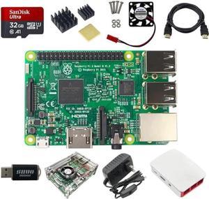DIGISHUO 9 in 1 Complete Starter Kit Raspberry Pi 3 Model B Module&Two Cases&HDMI Cable&32G SD Card&Heatsink Kit&P Fan