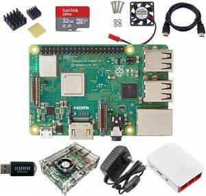 DIGISHUO 9 in 1 Complete Starter Kit Raspberry Pi 3 Model B+(B Plus) Module&Two Cases&HDMI Cable&32G SD Card&Heatsink kit&Fan