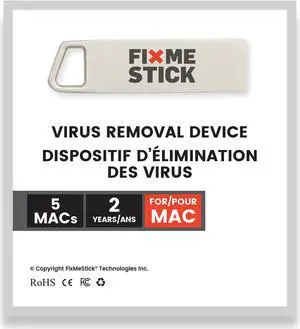 FixMeStick Computer Virus Removal Stick for Apple Macs - Unlimited Use on Up to 5 Apple Laptops or Desktops for 2 Years - Works with Your Antivirus