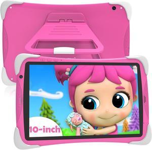 Kids Tablet 10 Inch Tablet for Kids Android 12 Parental Control Kid Content PreInstalled 2GB 32GBSD to 128GB 6000 mAh Battery Eye Protection Mode Google Store with Stand Pink