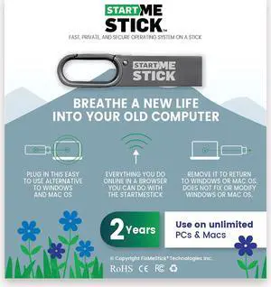 StartMeStick - Breathe a New Life Into Your Old Computer, Plug-in Operating System, Unlimited Use on Unlimited PCs and Macs for 2 Years