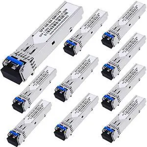 10 Pack 1.25G SFP LC Module 1000Base-LX (SMF,1310nm,20km,DDM) Single-Mode Transceiver for Cisco GLC-LH-SMD,Ubiquiti UniFi,Meraki MA-SFP-1GB-LX10,Fortinet,Mikrotik,TP-Link,Netgear,TL-SM311LS,D-Link 10 Pack 1.25G SFP LC Module 1000Base-LX (SMF,1310nm,20km,DDM) Single-Mode Transceiver for Cisco GLC-LH-SMD,Ubiquiti UniFi,Meraki MA-SFP-1GB-LX10,Fortinet,Mikrotik,TP-Link,Netgear,TL-SM311LS,D-Link