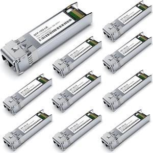 10Pack SFP+ 10GBase-LR SingleMode Module, 1310nm 10G LC SMF Fiber Optic Transceiver for Cisco SFP-10G-LR, Ubiquiti UniFi UF-SM-10G, Meraki MA-SFP-10GB-LR, Netgear, TP-Link and More (1310nm DDM 20km)