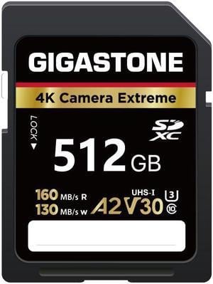 Gigastone 512GB SD Card, Camera Extreme, A2 V30 U3 SDXC Memory Card High Speed UHD Video Compatible with Canon Nikon Sony Panasonic Digital Camera, with 1 Mini case