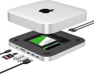 Mac Mini Dock, USB C Hub with Dual SSD Enclosure- Fits M.2 NVMe/SATA SSD and 2.5 inch SSD, USB-C 10Gbps, SD/TF Card Readers, Docking Station for Mac Mini M1/M2/Mac Studio | Accessories
