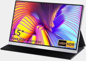 GODETON Portable Monitor 15.inch Ultra-Slim IPS Display HDR Plug&Play,FHD 1080P USB C HDMI Aluminium Alloy housing Speakers External Monitor for Laptop PC Phone Mac Xbox (15-inch, Silver)