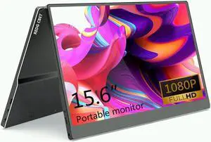 GODETON Portable Monitor 15.6 inch Ultra-Slim IPS Display HDR Plug&Play,FHD 1080P USB C HDMI Aluminium Alloy housing Speakers External Monitor for Laptop PC Phone Mac Xbox (15.6-inch, Black)