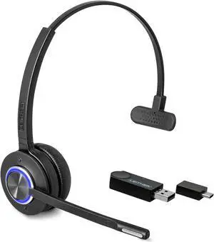 Leitner LH470  Wireless Computer Headset with Microphone  Zoom and Teams Headset  DECT USB Dongle Headset for Softphone, Computer, Laptop, and Tablet  Single or Dual-Ear Wearing Style