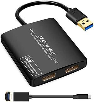 USB 3.0 to Dual DisplayPort Adapter - 5K+5K@60Hz Ultra HD - Built-in DisplayLink DL6950 Chip - Extend Screen to Multiple Monitor TV Compatible with Windows,Mac OS,Android,Chrome OS,Ubuntu (DP+DP)