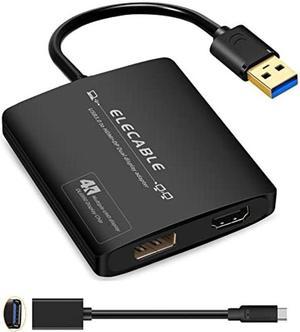 USB3.0 to HDMI+DisplayPort Adapter - HDMI 4K+DP 5K@60Hz Ultra HD - Built-in DisplayLink DL6950 Chip - Extend Screen to Multi-Monitor Compatible with Windows,Mac OS,Android,Chrome OS,Ubuntu(HDMI+DP)