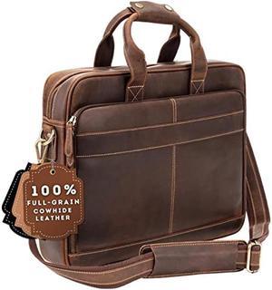 Luxorro Full-Grain Leather Briefcases for Men, Fits 15.6" Laptops, Brown Leather Laptop Bag For Men, Leather Laptop Briefcase For Men, Mens Briefcase, Leather Bag For Men, Leather Computer Bag For Men