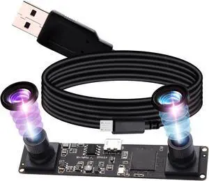 IEights Webcamera_USB Dual Lens USB Camera Module High Speed Lightburn Camera for Laser Engraver 960p 60fps 3D Stereo Synchronized Webcam Board Mini UVC USB2.0 Binocular PC Camera