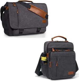 ESTARER Computer Messenger Bag 17-17.3 Inch Water-resistance Canvas Laptop Shoulder Bag for Travel Work College & Mens Messenger 13.3 inch Laptop Bag Computer Briefcase