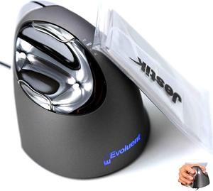 Evoluent Vertical Mouse 4 Right Hand (VM4R) - Ergonomic USB Wired Mouse for Laptop and PC with Jestik Microfiber Cloth (Regular Size) Black