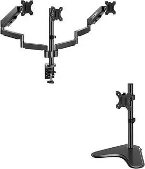MOUNT PRO Triple Monitor Desk Mount and Single Free-Standing LCD Monitor Desk Mount