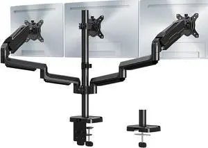 MOUNT PRO Triple Monitor Mount, 3 Monitor Desk Mount for There Screens up to 32 Inch, Full Motion Gas Spring Triple Monitor Stand, Heavy Duty Monitor Arm Hold up to 17.6lbs Each, VESA Mount, Black