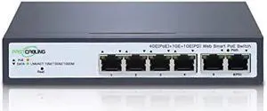 FASTCABLING PoE Passthrough Switch 4 Port, VLAN, QoS, Expand Network Port with Existed Cat5e/Cat6 Cable, Managed 60W PoE Powered Switch, IEEE802.3at/bt