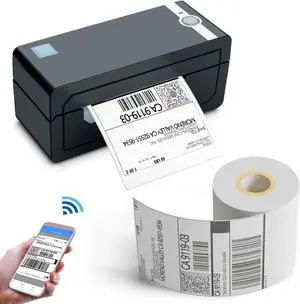 JADENS Bluetooth Label Printer & 1 Roll Thermal Labels