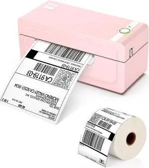 JADENS Pink Thermal Label Printer & 1 Roll Thermal Labels