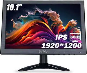 JaiHo 10.1 Inch Small IPS Monitor 1920x1200 Resolution 60Hz HD Display Screen, 16:10 Portable Security Monitor with Built-in Speaker, HDMI Monitor for Gaming CCTV Security Camera Raspberry Pi PC