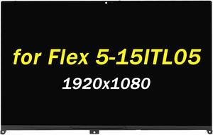 PEHDPVS 5D10T77944 Replacement for Lenovo IdeaPad Flex 5-15ITL05 5-15IIL05 5-15ALC05 82HV 81X3 82HT 5D10S39643 30pin FHD 1920x1080 15.6" LCD Touch Screen Digitizer Assembly Bezel with Control Board