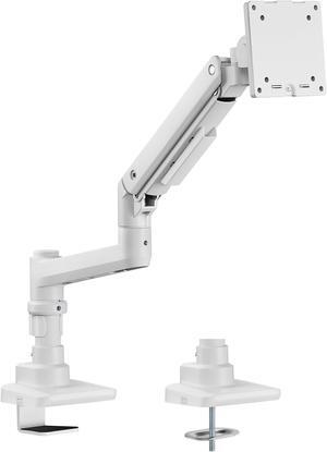 G-PACK PRO Single Monitor Arm - Heavy-Duty Gas Spring Monitor Mount for Up to 49 Inch Computer Screens - White Single Monitor Stand with C Clamp - Holds Up to 44 lb.