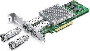 10Gb Ethernet Network Adapter Card with 2 Pack 10G SFP+ SR Multimode Transceiver, Dual SFP+ Port NIC with Broadcom BCM57810S Controller, PCI Express X8,