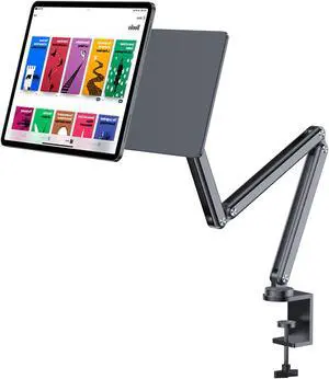 KU XIU Magnetic iPad Pro 12.9 Stand, Foldable Arm Tablet Holder for Working and Drawing, Multi-Node Adjustable Premium Portable iPad Mount Only for iPad Pro 12.9 3rd/4th/5th/6th Generation-Gray