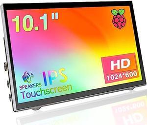 HAMTYSAN Raspberry Pi Screen, 10.1" Touchscreen Monitor 1024x600 HDMI Monitor LCD IPS Screen, Bulit in Dual Speakers for Raspberry Pi 400/4/3/2/Zero/B/B+ Jetson Nano Win11/10/8/7, Plug and Play