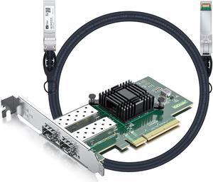 10Gb SFP+ PCI-E NIC with 3m 10G SFP+ DAC Cable, 10G Dual SFP+ NIC Compare to Intel X520-DA2, PCI Express X8, Support Windows, Linux, Vmware