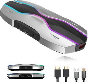 kuhaimi Video Capture Card, 4K HDMI Audio Video Capture Card, USB3.0 Low Latency, Full HD 4K 60/1080P 240FPS for Streaming/Gaming Recording, Works with Mac/PS5/Xbox One/OBS/Nintendo Switch (Silver)