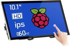 HMTECH Raspberry Pi Screen 10.1 Inch Touchscreen Monitor 1024x600 Portable HDMI Monitor 16:9 IPS Screen Display for Raspberry Pi 5/4/3/2/Zero/B/B+ Win11/10/8/7, Free-Driver