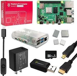 MakerSpot, Raspberry Pi 4 Model B Starter Kit with 4GB RAM with 5v3a Charger Micro-HDMI Cable Heat Sink & 32 GB MicroSD Card
