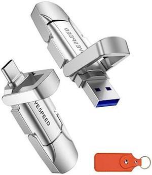 MOVE SPEED 1TB USB 3.2 Solid State Flash Drive 520MB/s High Speed Type C USB Drive USB Gen 2 Thumb Drive with Keychain Leather case