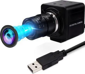IFWATER USB Camera 1080P High Speed 260fps 2.8-12mm 4X Optical Zoom Lens 2MP USB Webcam Manual Close up Zoom in and Out,UVC Computer Comference Golf Swing Camera for Raspberry Pi Windows Mac