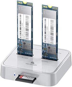 ISHEEP H016SD NVMe SATA M.2 Dual Bay Docking Station for SATA & NVMe M.2 SSD Reader Enclosure, Support Size 2280 2260 2242 2230 M.2 SSDs