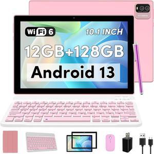Android 13 Tablet with Keyboard, 10 inch 2 in 1 Tablets, 12GB RAM+128GB ROM 2.0Ghz CPU Tableta, 2.4G/5G WiFi6 BT 5.0 Tablet PC, 1280*800 HD Tablet with Case Mouse Stylus Film, 6000mah Battery Tablet