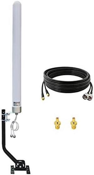 Outdoor Omni Directional 2x2 MIMO 4G LTE Antennas, 4G/ LTE Modem Antenna SMA TS9 with 10Meter Cable/Mounting Pole for 4G LTE WiFi Hotspot (Full Kit)