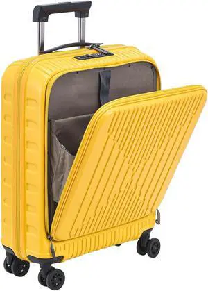 Kaleenie 19 Inch Suitcase Hand Luggage with Front Pocket for 15.6" Laptop, 35 * 23 * 55cm, 43L, Ligthweight ABS+PC Hardshell Carry On, Yellow