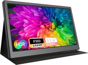 KALESMART 11.6inch Computer Portable Monitor, 1080P FHD USB-C, Double HDMI 1920x1080 IPS Monitor with Audio Output for Raspberry Pi Laptop PC MAC Phone PS4 Xbox Switch