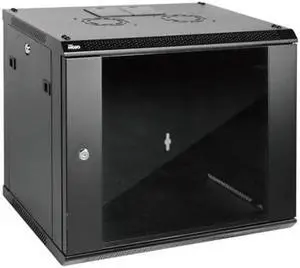 TECMOJO 9U Wall Mount Server Cabinet IT Network Rack Enclosure Lockable Door and Side Panels Black,Cooling Fan, Glass Door,450mm Depth,for 19" IT Equipment, A/V Devices