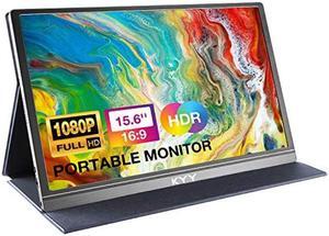KYY Portable Monitor 15.6inch 1080P FHD USB-C, HDMI Computer Display HDR IPS Gaming Monitor w/Premium Smart Cover & Screen Protector, Speakers, for Laptop PC MAC Phone PS4 Xbox Switch