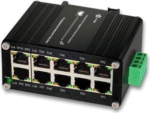 Industrial 8-Port 10/100/1000T 802.3at PoE+ 2-Port Compact Ethernet Switch, 10 Ports Mini Din Rail Mount Ethernet Switch, 48-57V DC Unmanaged Network Switch 20Gbps Switching Capacity