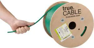trueCABLE Cat6 Riser (CMR), 500ft, Green, 23AWG 4 Pair Solid Bare Copper, 550MHz, PoE++ (4PPoE), ETL Listed, Unshielded Twisted Pair (UTP), Bulk Ethernet Cable